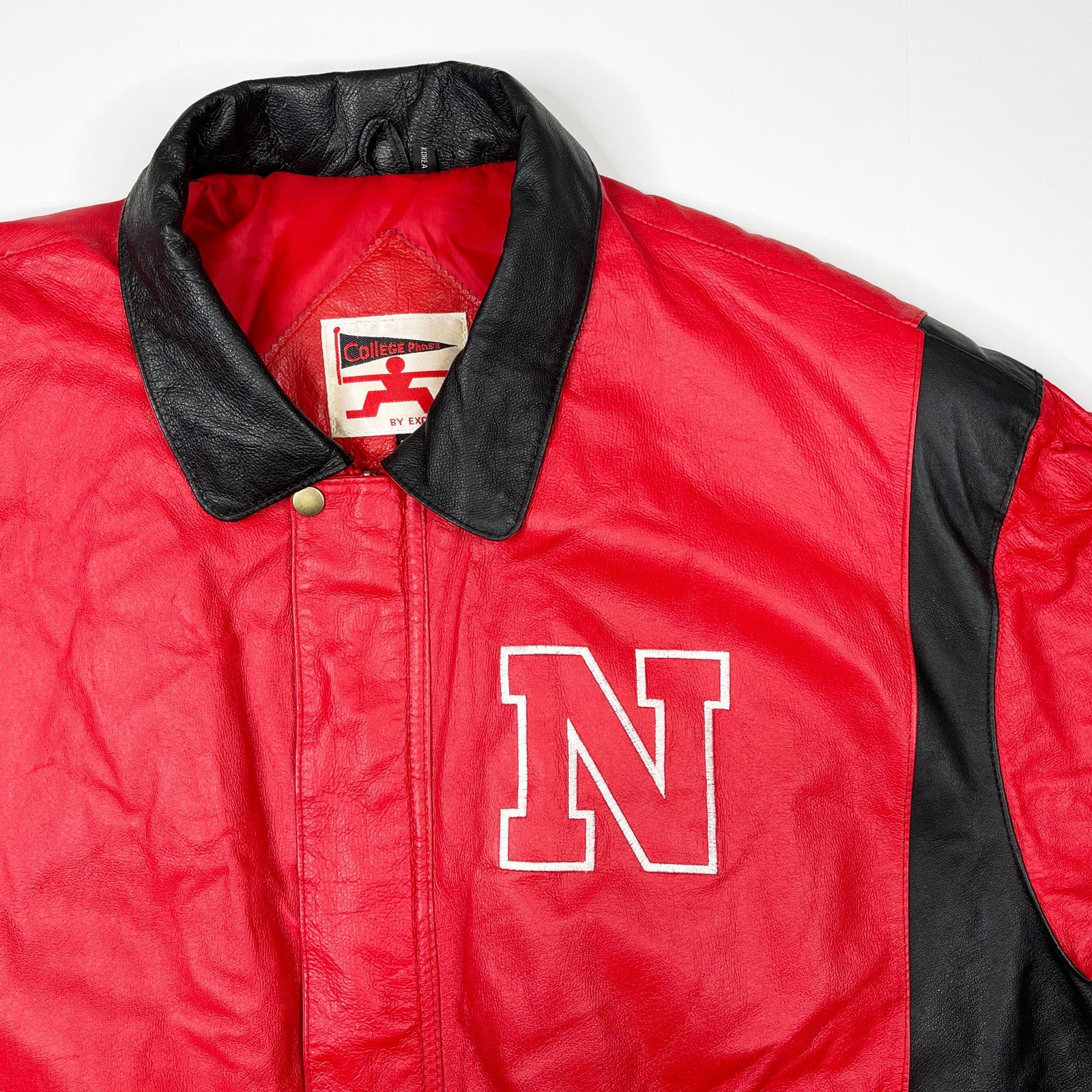Vintage Nebraska Cornhuskers Jacket • 90s NCAA Huskers Leather College Phase XXL