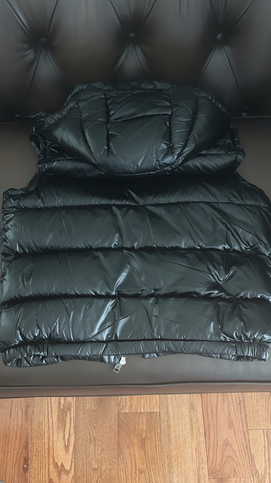 Moncler Men’s Black Hooded Down Puffer Vest Full Zip Pockets