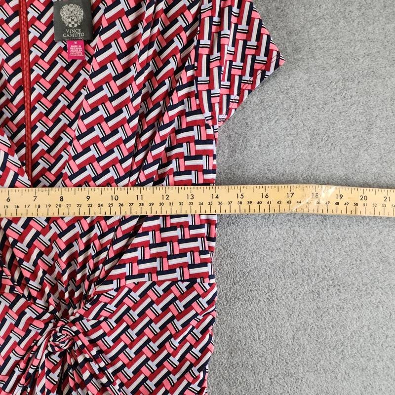 Vince Camuto Twist-Front Cap-Sleeve Jumpsuit Women’s M Red Multi Zipper Closure