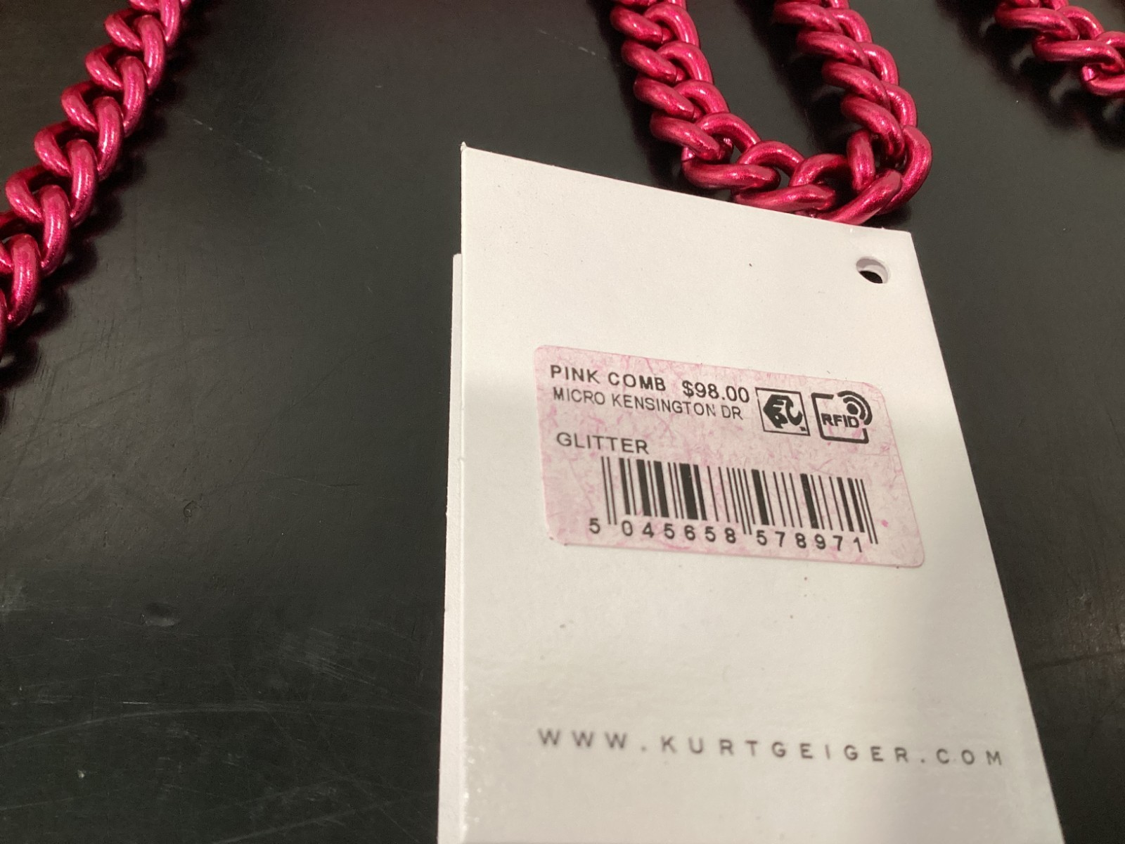 Kurt Geiger MICRO TINY Glitter 4.25″ x 3″ x 1″ Drench Pink Synthetic Brand New