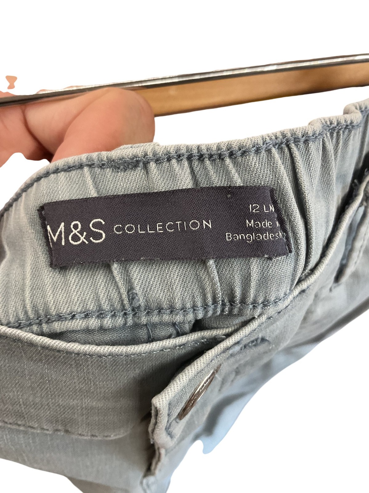 M&S Collection Elasticated Trousers Grey Casual Style – Size 12 L