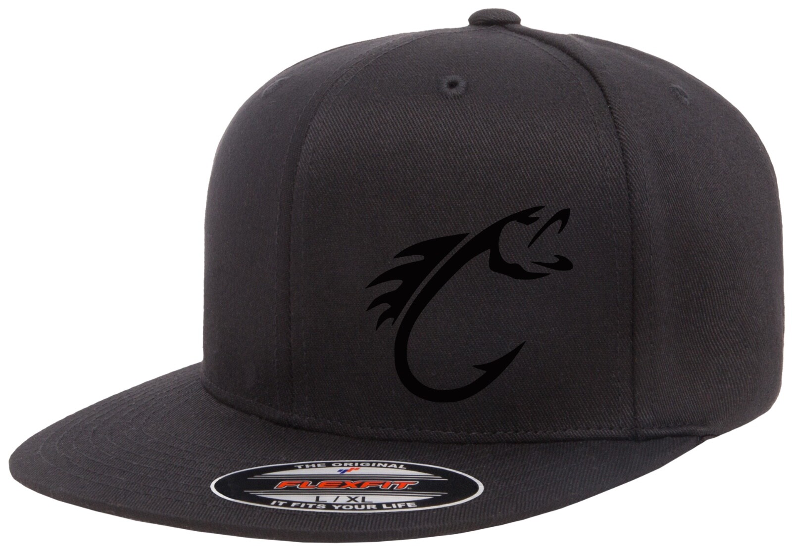 FISHING HOOK FISH FLEXFIT 6297F FLAT BILL HAT *FREE SHIPPING in BOX*