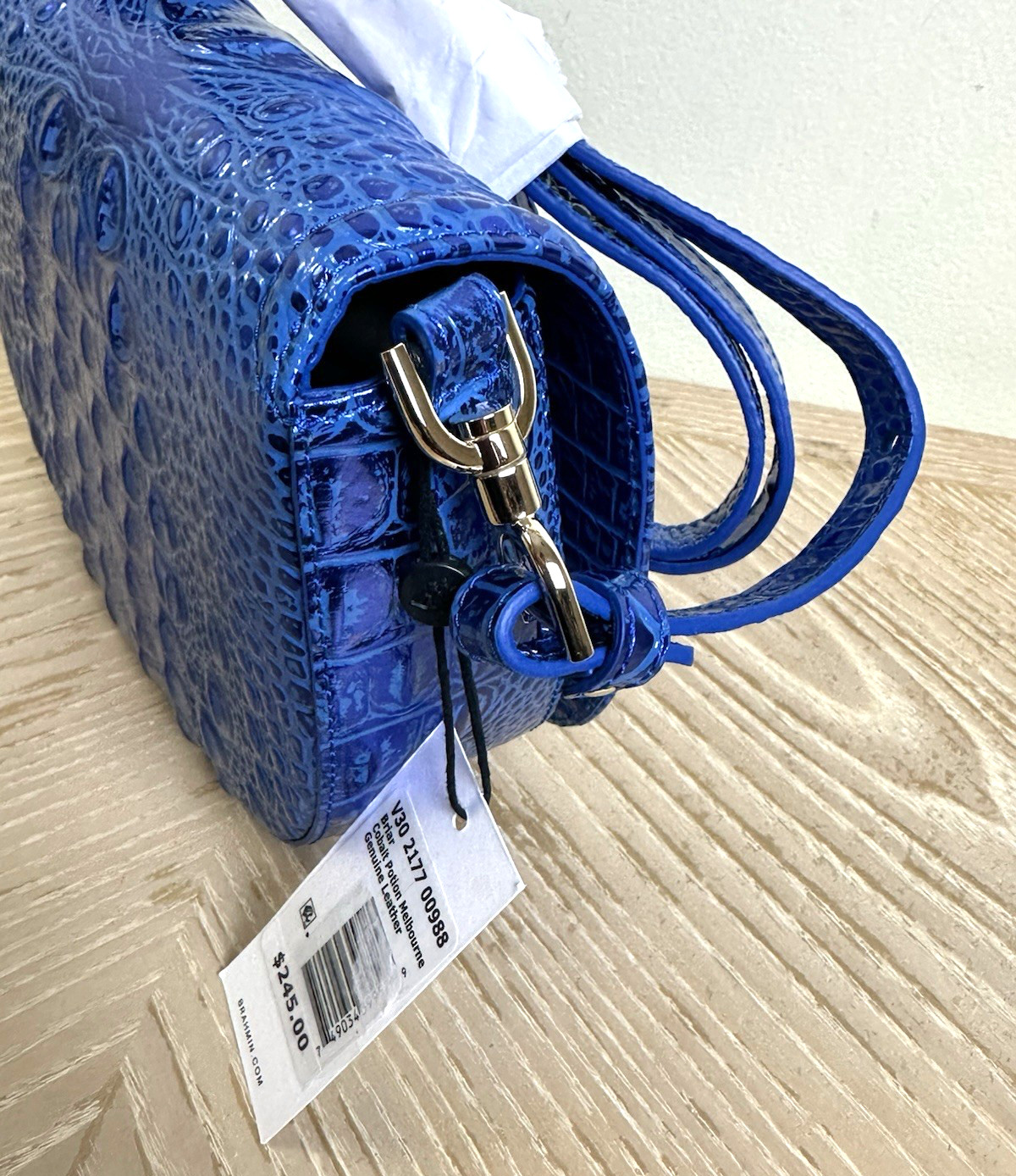 NWT BRAHMIN BRIAR COBALT POTION BLUE METALLIC LEATHER CROSSBODY SMALL HANDBAG