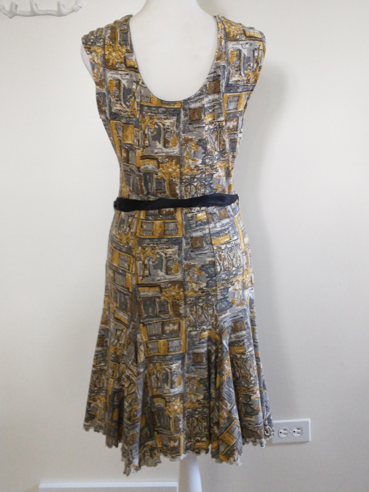 Modcloth Effie’s Heart Parisian Cityscape Fit And Flare Dress M Retro Vintage…