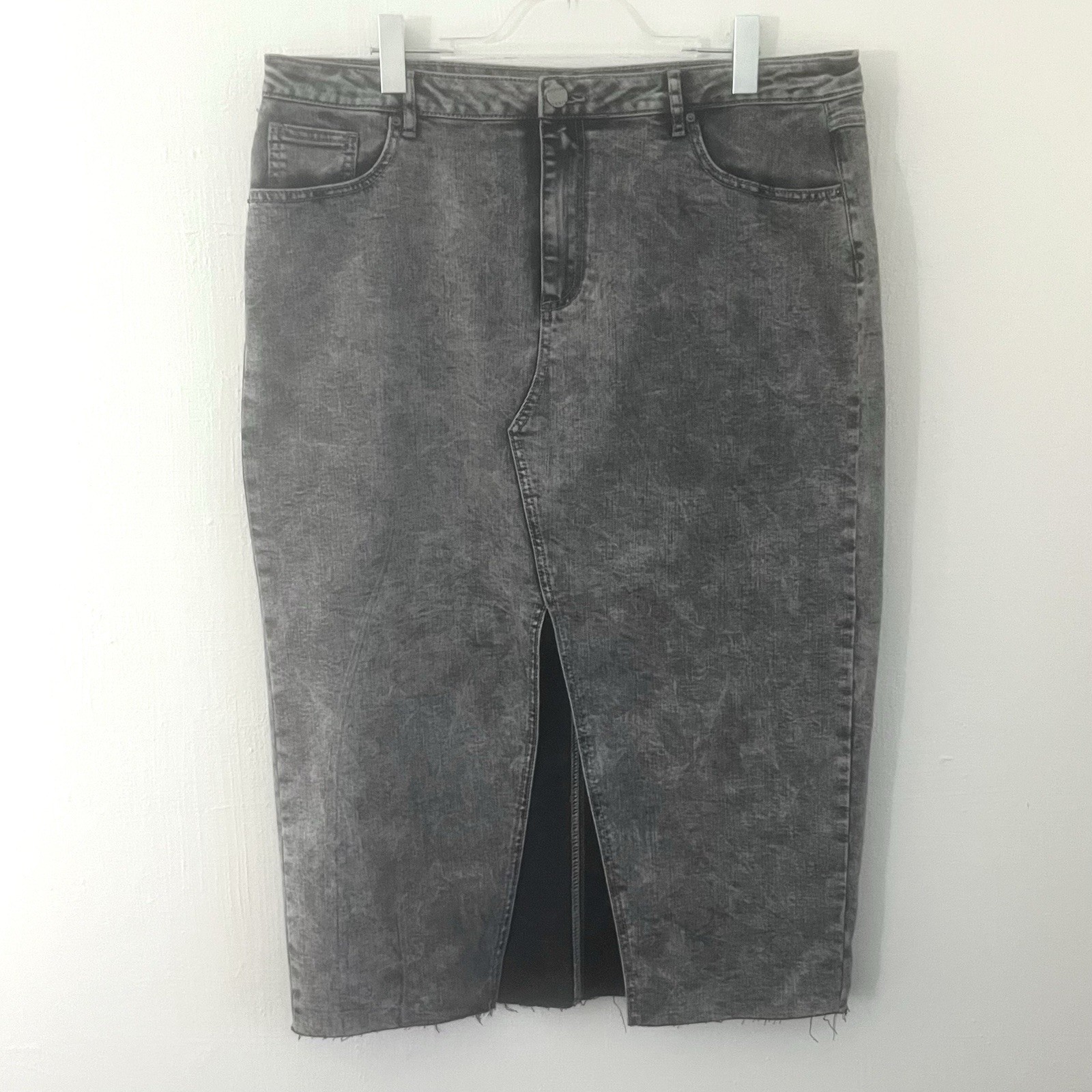 Simply Be Charcoal Acid Wash Denim Midi Skirt – 18