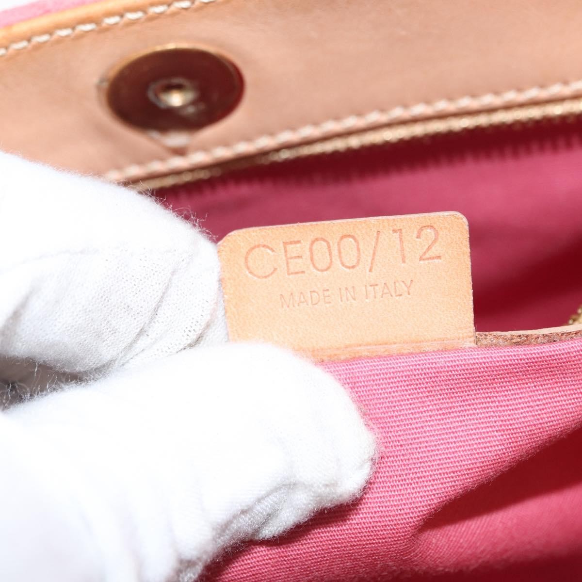 CELINE C Macadam Canvas Shoulder Bag Suede Pink Gold Auth 155501