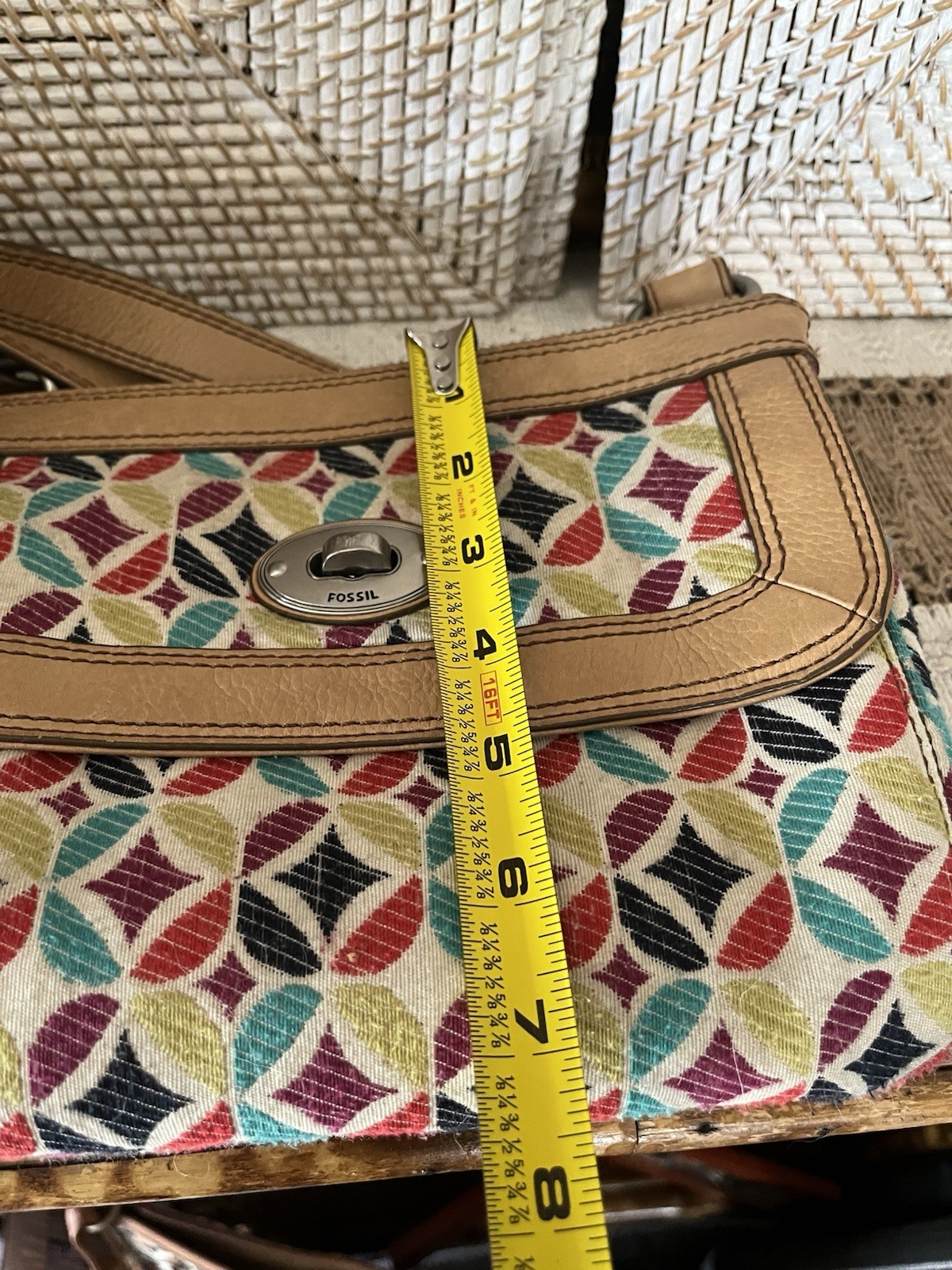 FOSSIL Maddox Shoulder Bag Or Crossbody, Turn Lock Front Zip Closure, Colorful