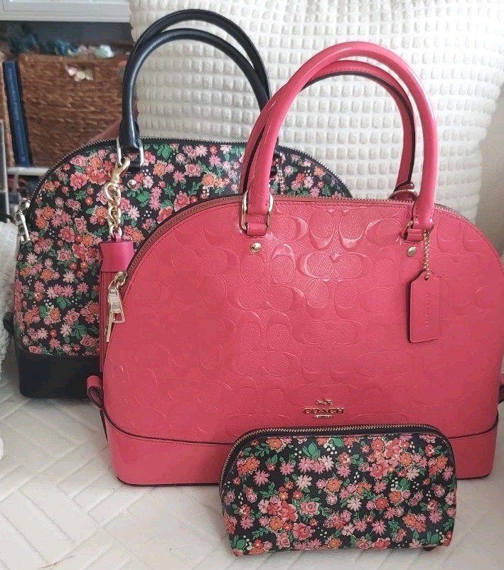 Coach Large Sierra Satchel Crossbody in Leather & Posey Cluster Print