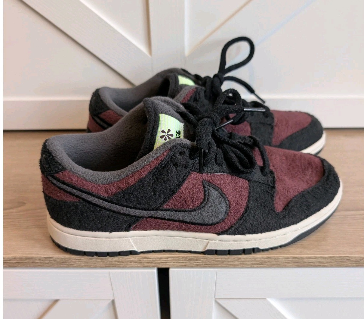 Nike Dunk Low Next Nature Burgundy Crush Black Fleece DQ7579-600 Men 6.5 Women 8