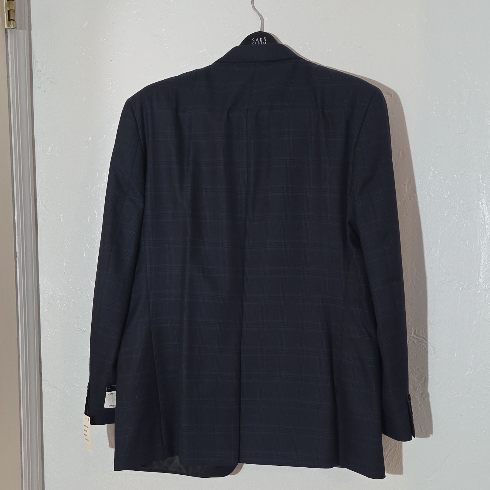 Andrew Fezza Signature Colection Charcoal Plaid Suit Jacket 46L 2-Button