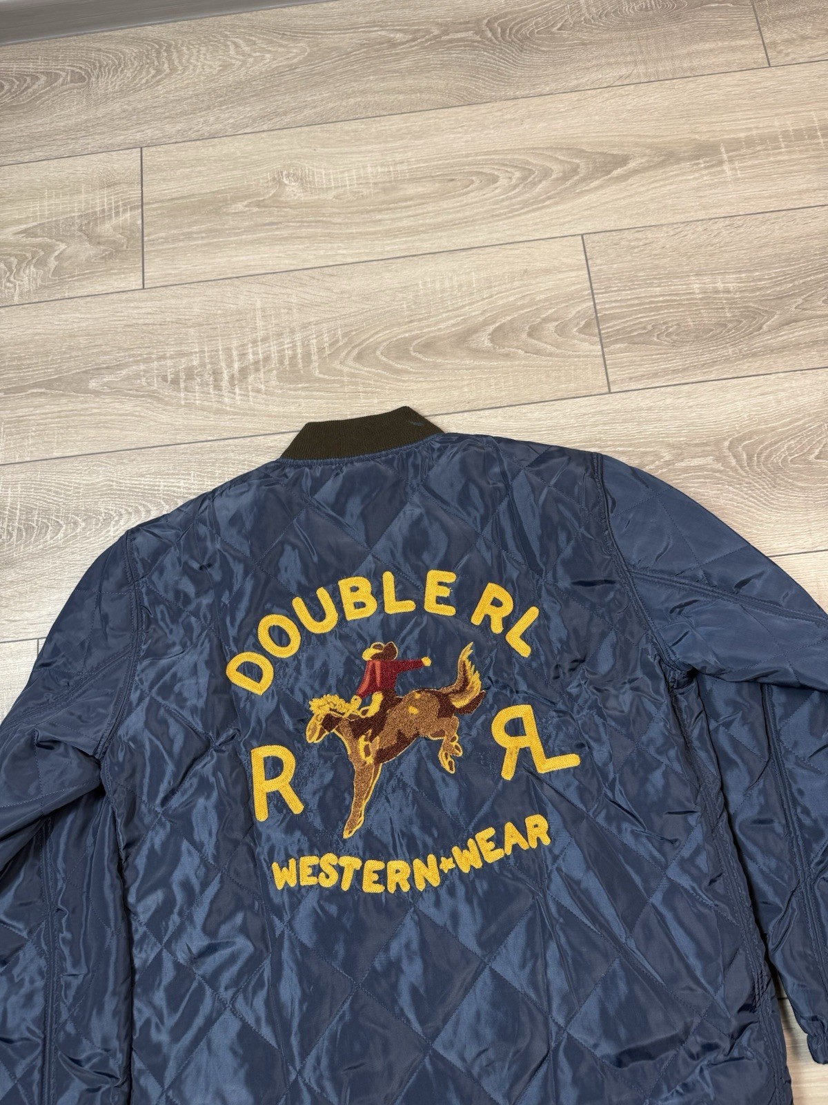 nylon RRL Double RL Reversible Quilted Liner Jacket Embroidered Western Cowboy M