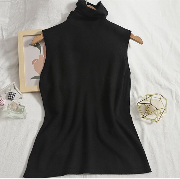 Men Mock Neck Shirt Casual Turtleneck Pullover Sleeveless Slim Fit Tops Stretch
