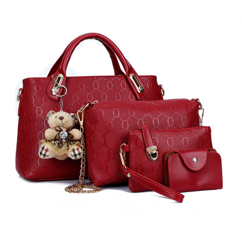 4Pcs/Set Women Lady Leather Handbags Messenger Shoulder Bags Tote Satchel Purse