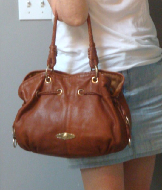 ELLIOTT LUCCA Brown Leather Tote Satchel Handbag Shoulder Hobo Large Drawstring