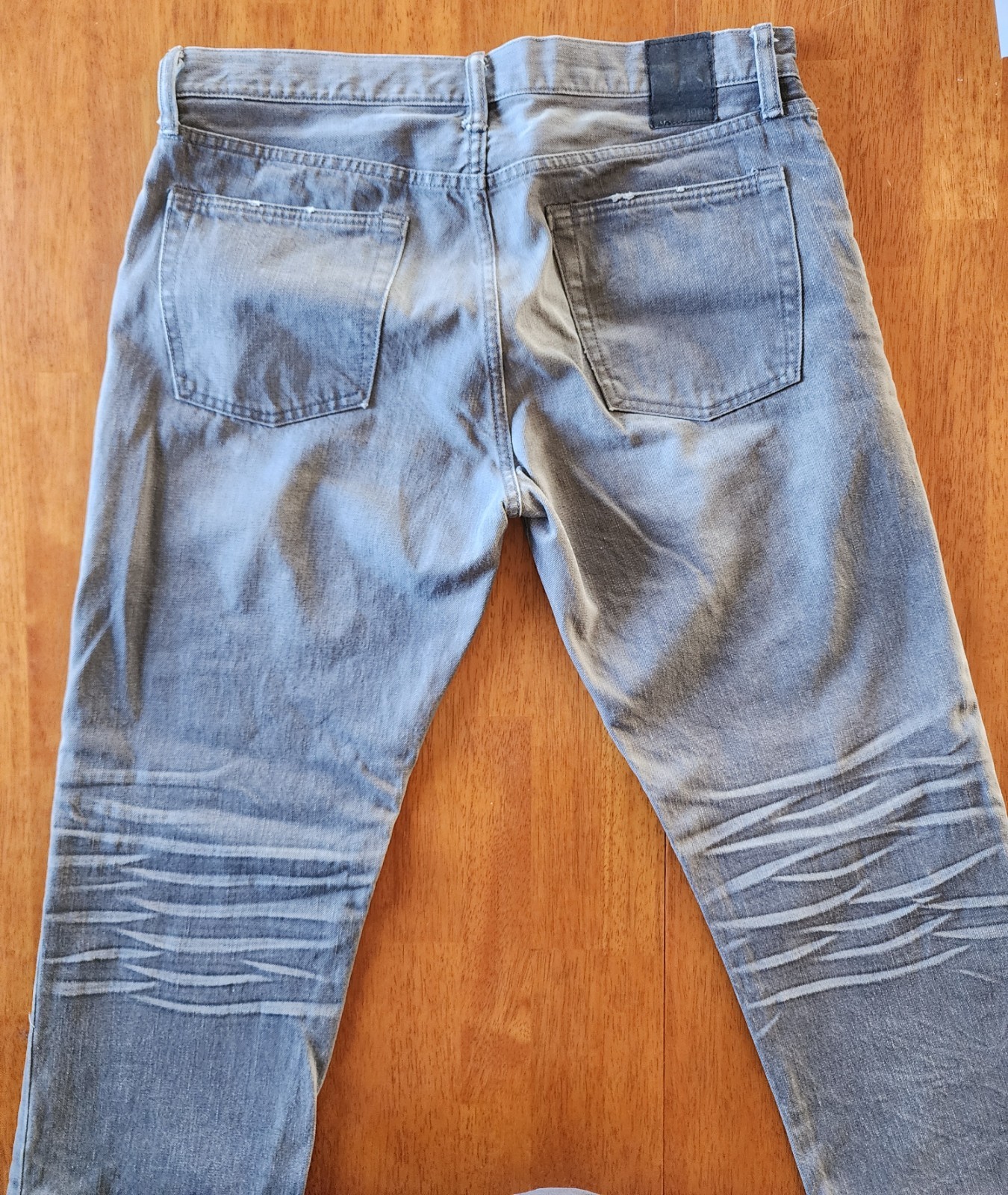 Gap 1969 Men’s Straight Jeans 33×34 Gray Faded Distressed 100% Cotton Denim male
