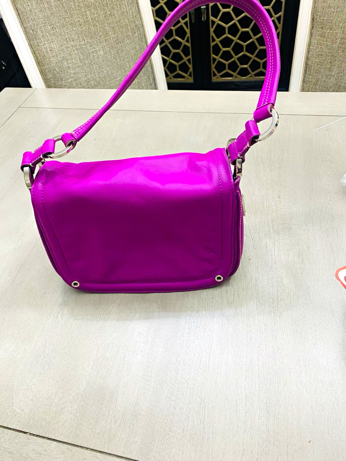 Antonio Melani Purple Shoulder Bag, Zip Top, Pockets, Lined, Strap