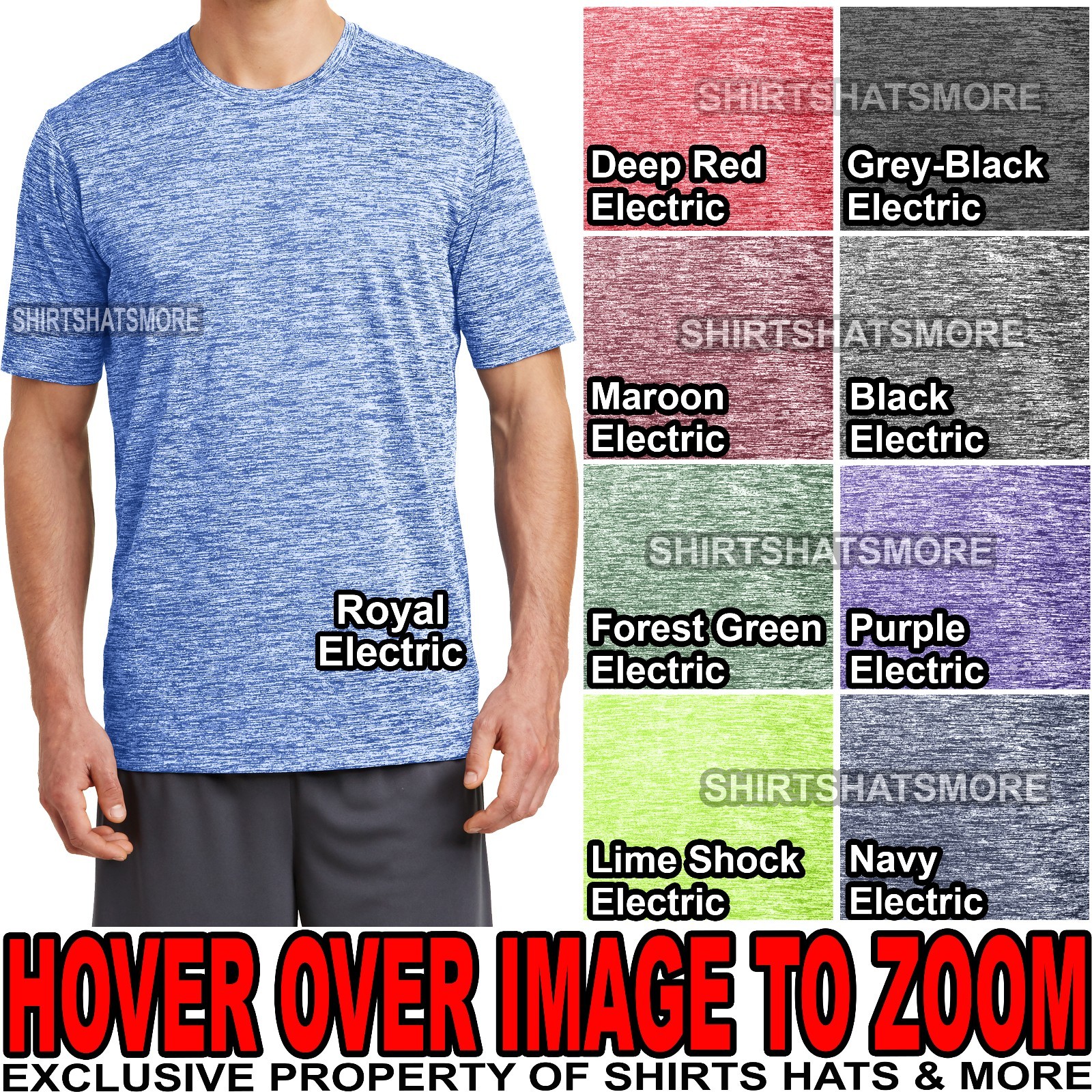Mens Heather Moisture Wicking T-Shirt Workout Running XS-XL 2XL 3XL 4XL NEW