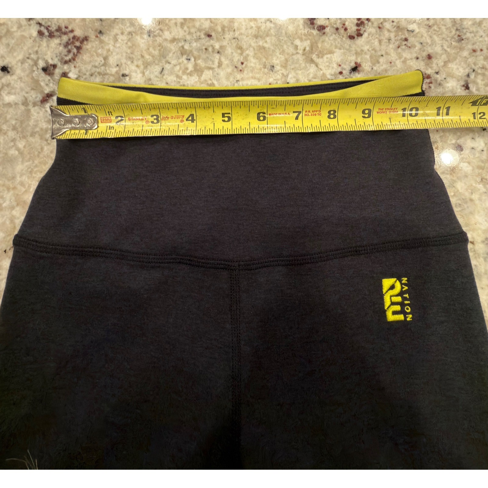 P.E Nation Leggings XS Orbital Charcoal Marl Yellow Logo NWT