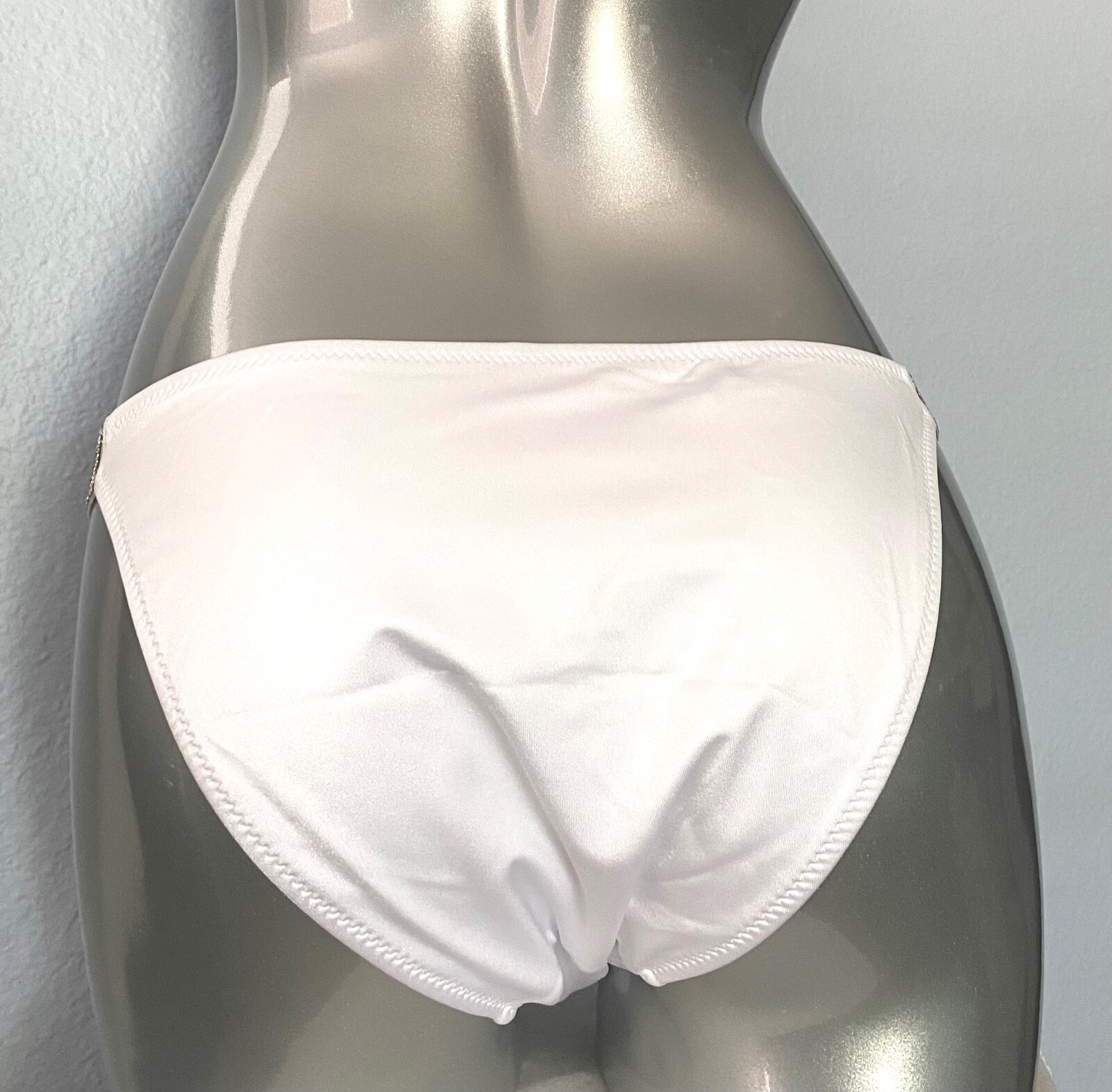 Victoria’s Secret Nwt White Logo Shine Strap Sexy String Bikini Swim Bottom