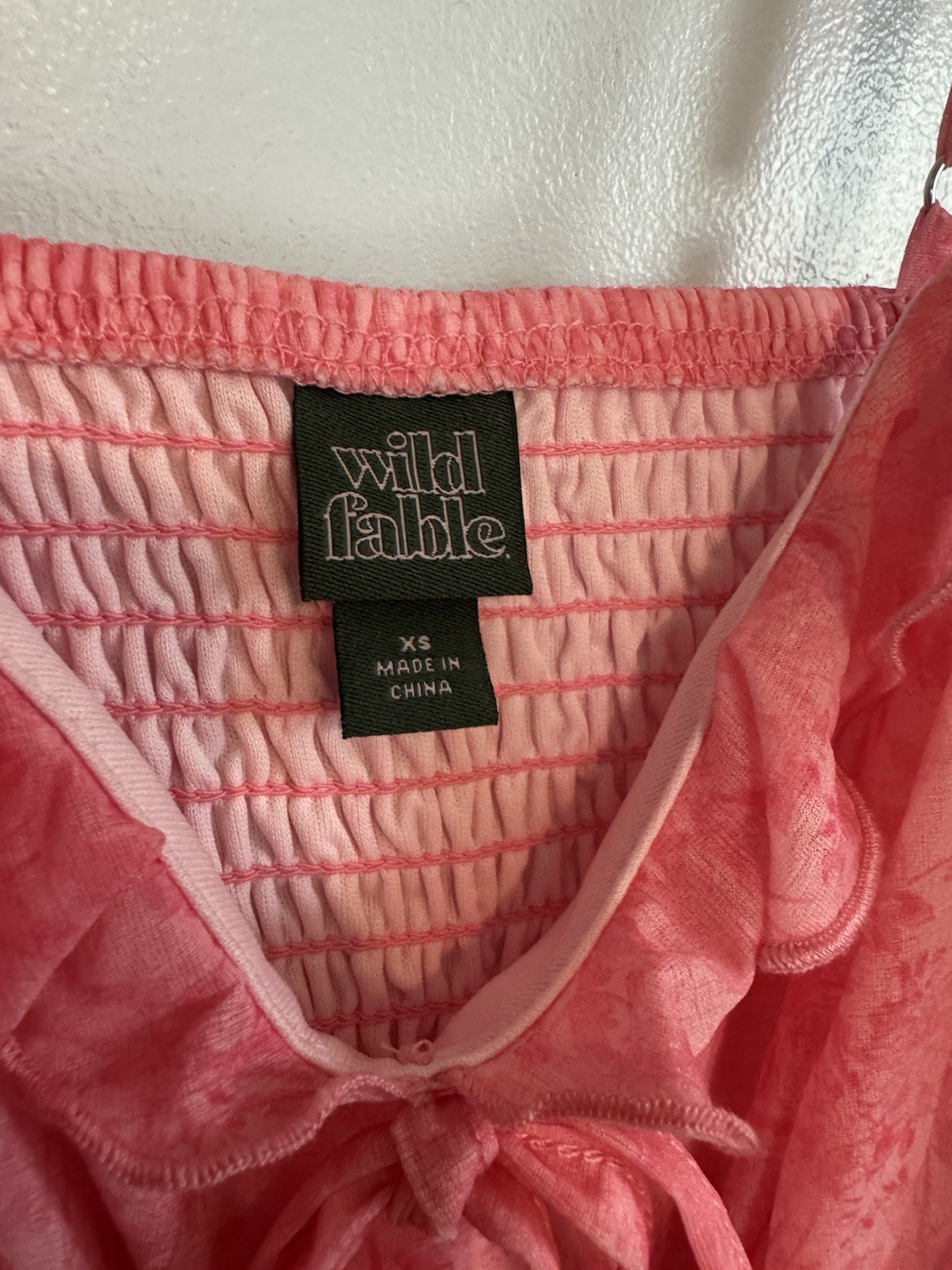 Wild Fable Pink Floral Chiffon Spaghetti Strap Ruffle Tie Lined Dress XS