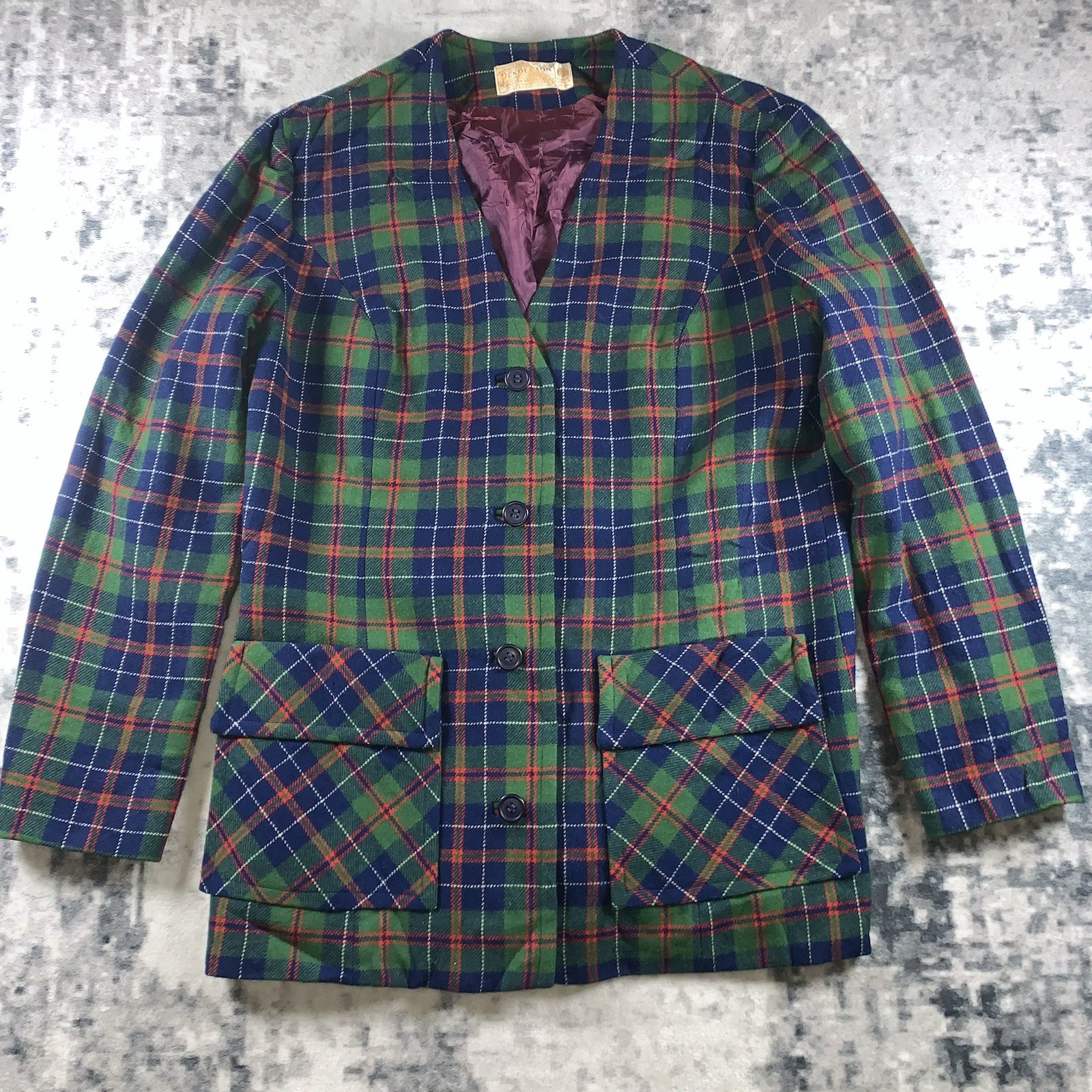 Pendleton Women’s Tartan 100% Pure New Wool Check Plaid Blazer, M