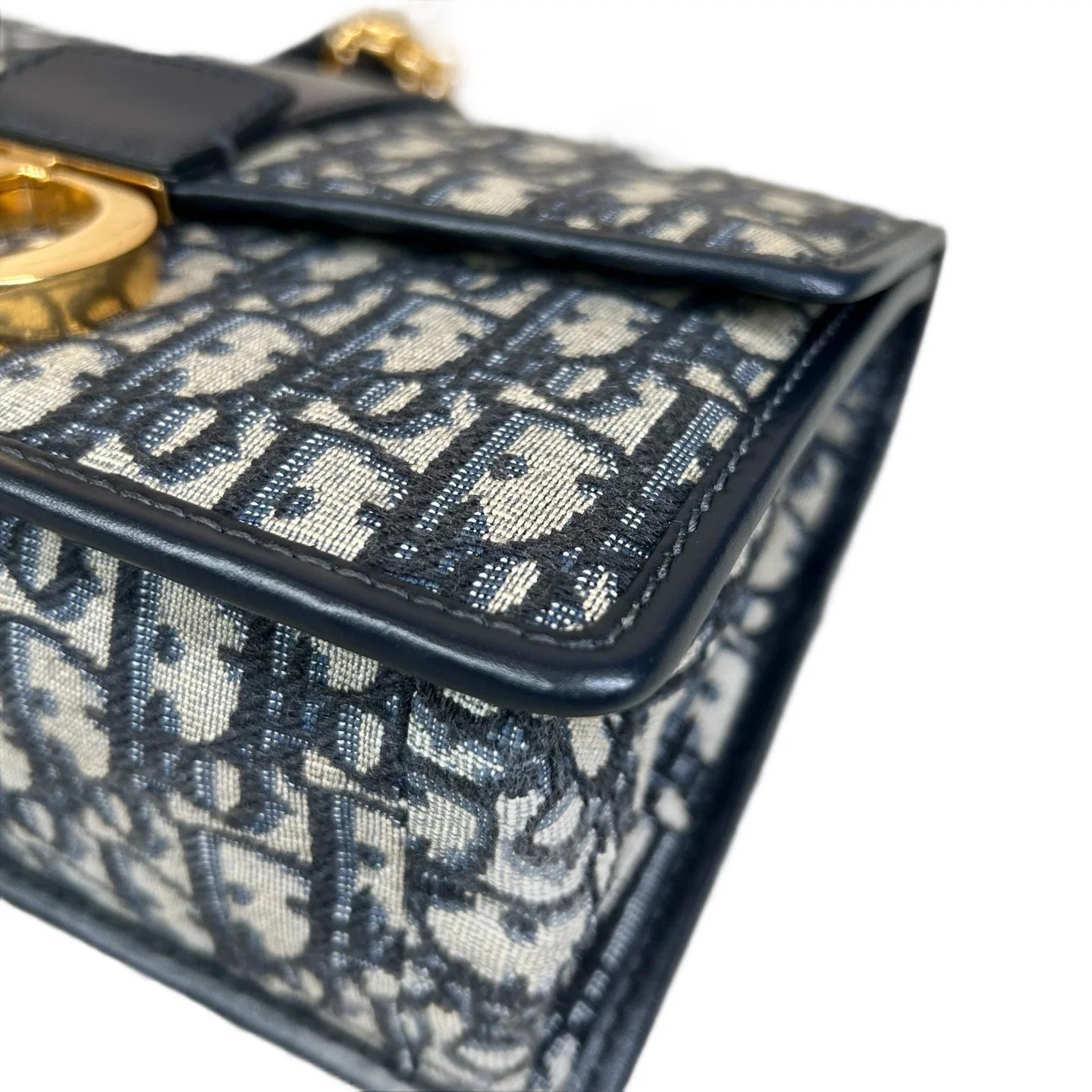 Dior 30 Montaigne Chain Flap Bag Beige Navy Black Oblique (dh072426e1r)