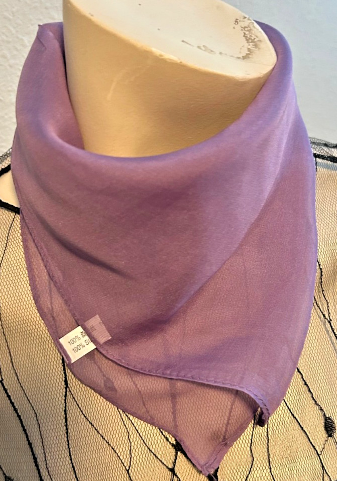 NEW 20 x 21 In. Small Sq. Lavender Solid Color 100% Mulberry Silk Scarf- SS 1035