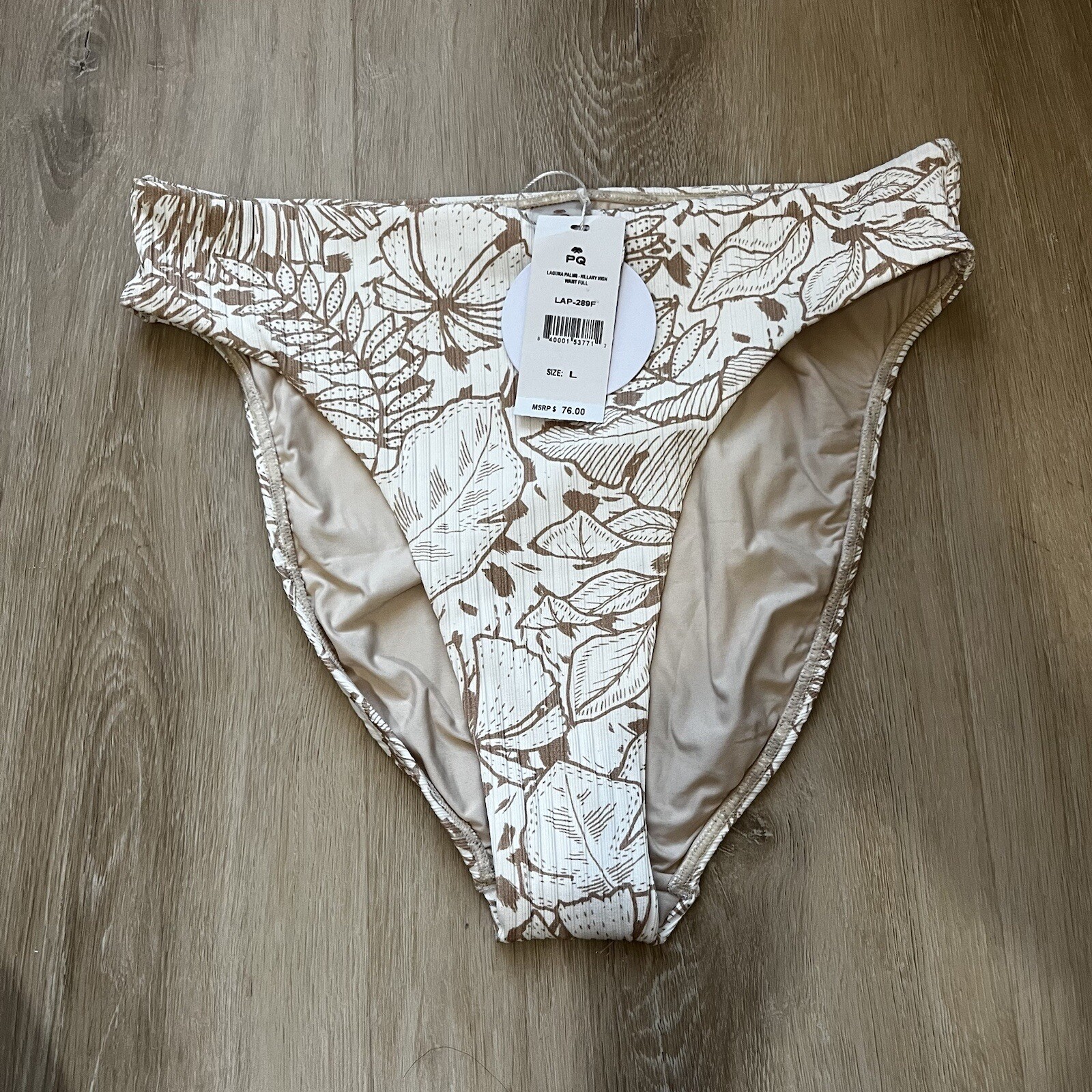 NWT PQ Swim Laguna Palms Hillary High Waist Floral Bikini Bottoms Size L