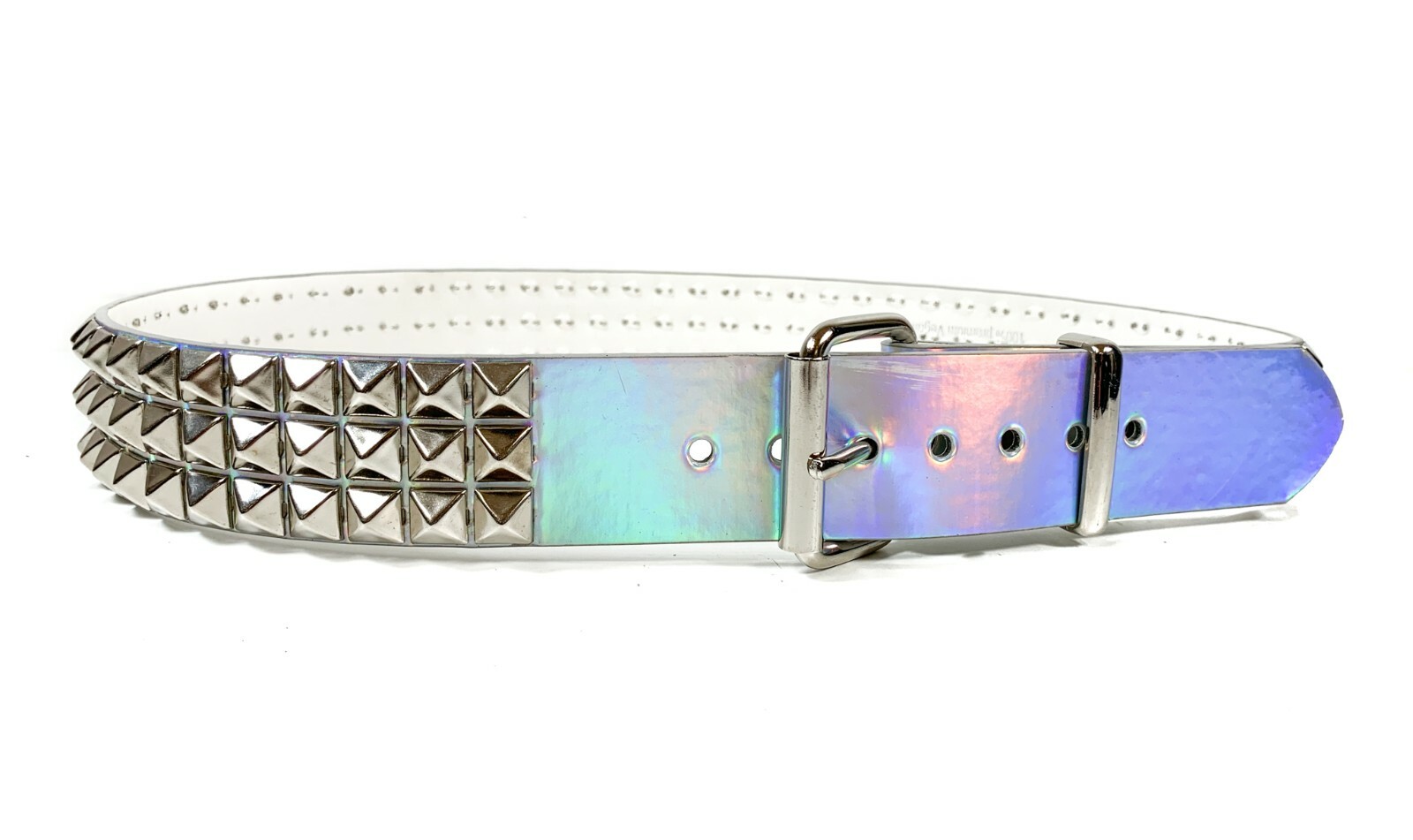 Rainbow Three Row Pyramid Stud Belt Genuine Handmade Punk Goth Metal Funk Plus