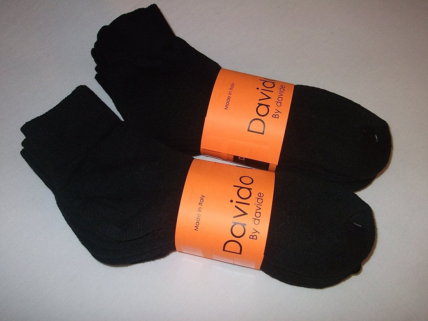 Davido Mens socks ankle / quarter 100% cotton made in Italy 6 pairs black 13-15