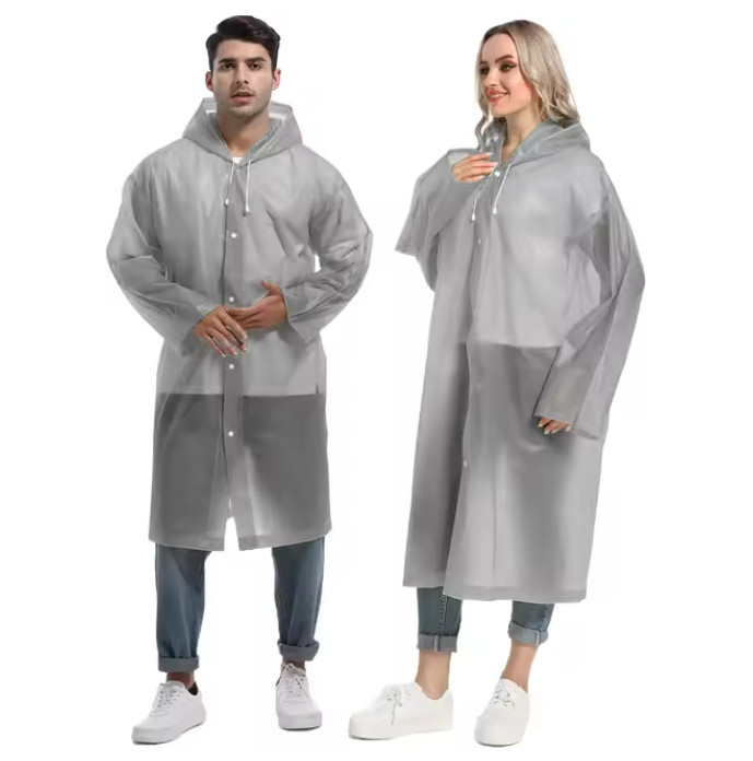 Men Black Waterproof Long Raincoat Rain Coat Hooded Trench Jacket Outdoor Hiking