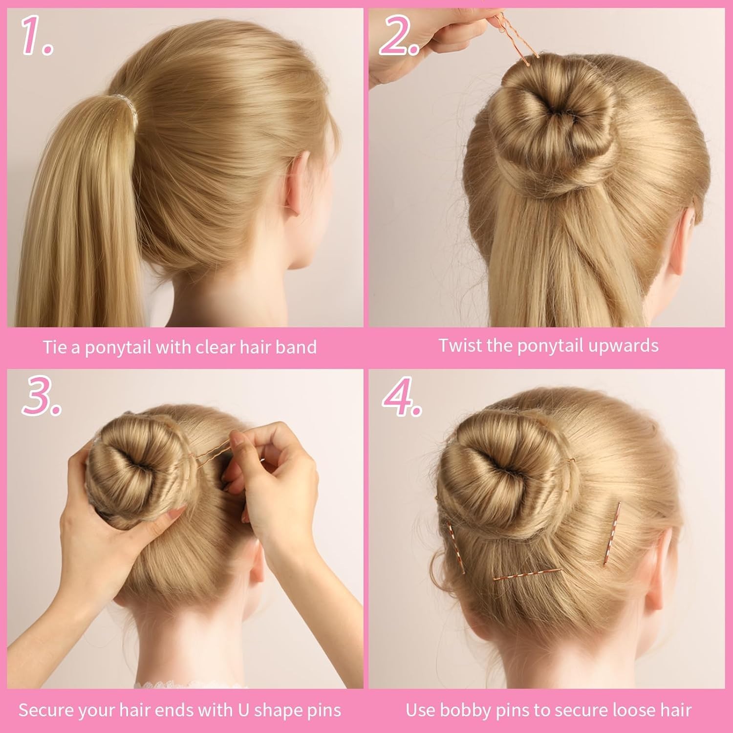 300 Pcs Bobby Pins W/ Hair Pins Hair Bands Kit Rose Gold 2in 2.36in 2.75in Women