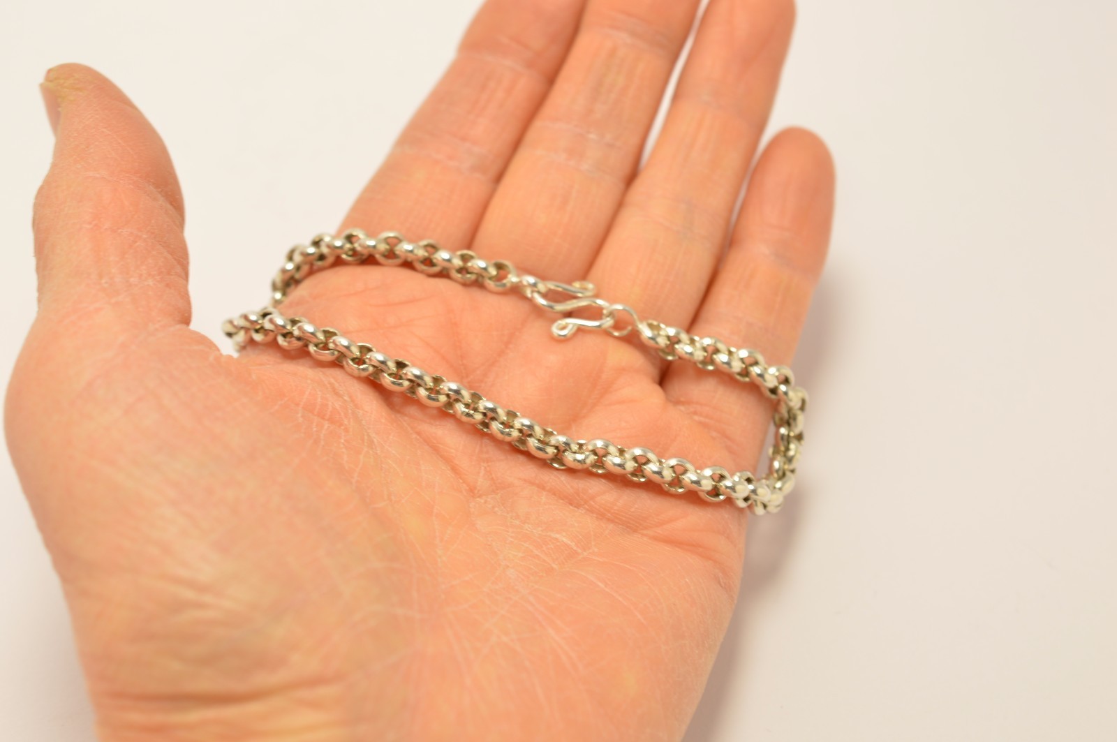 Solid 925 Sterling Silver Rolo Link Chain Bracelets. 12/13g, 21/22cm, 7.8./8.3″