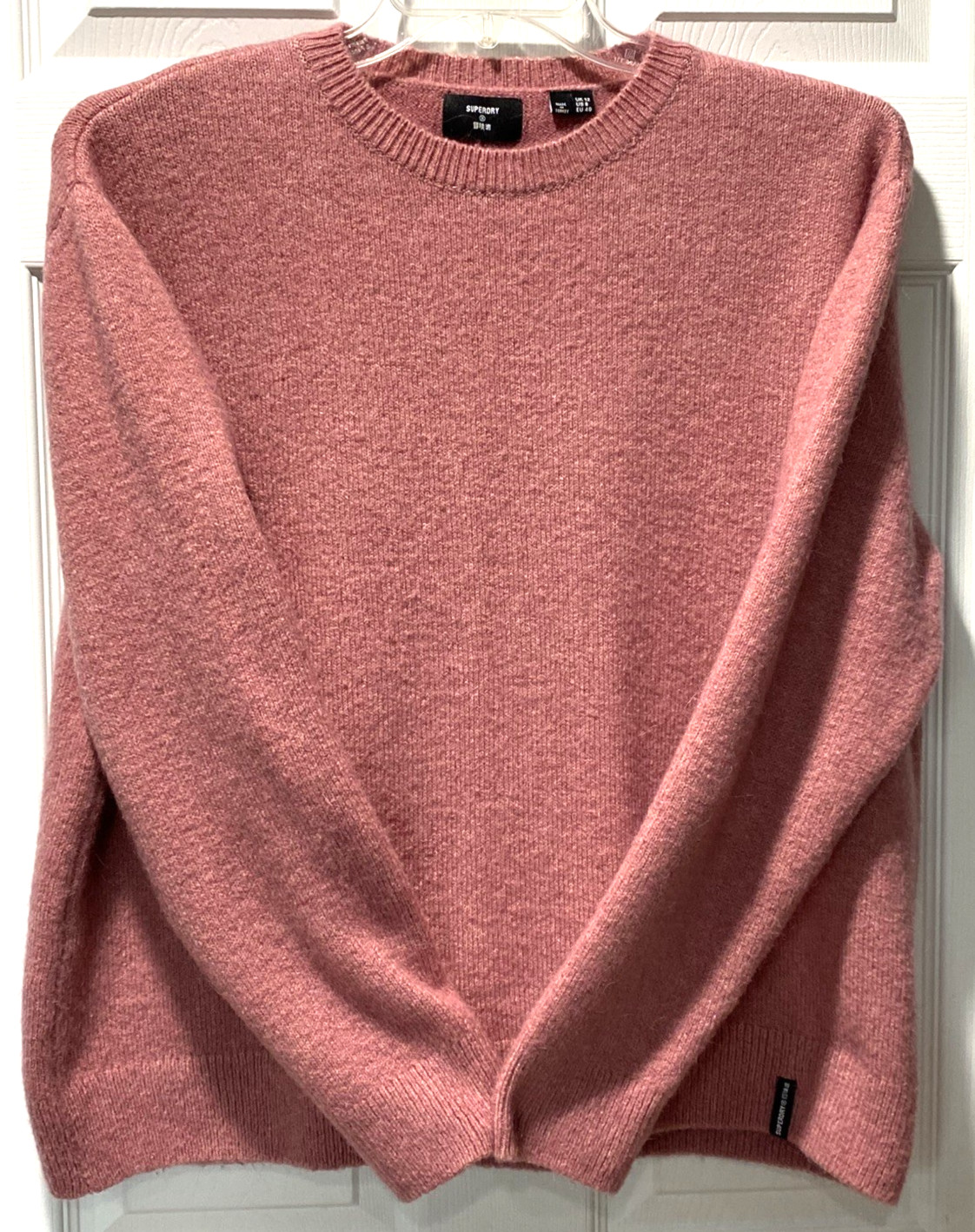 Superdry Pullover Sweater Top Pink Round Neck Long Sleeve Soft Warm Cozy Size L