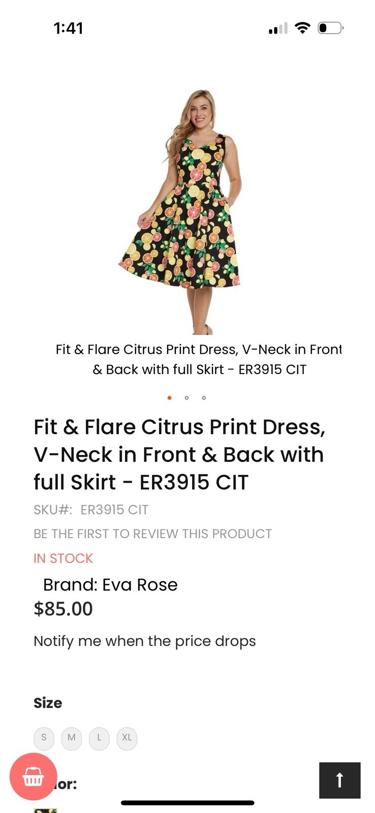 Eva Rose 50s Style Citrus Fruit Fit & Flare Dress Rockabilly Lindy Hop Size M