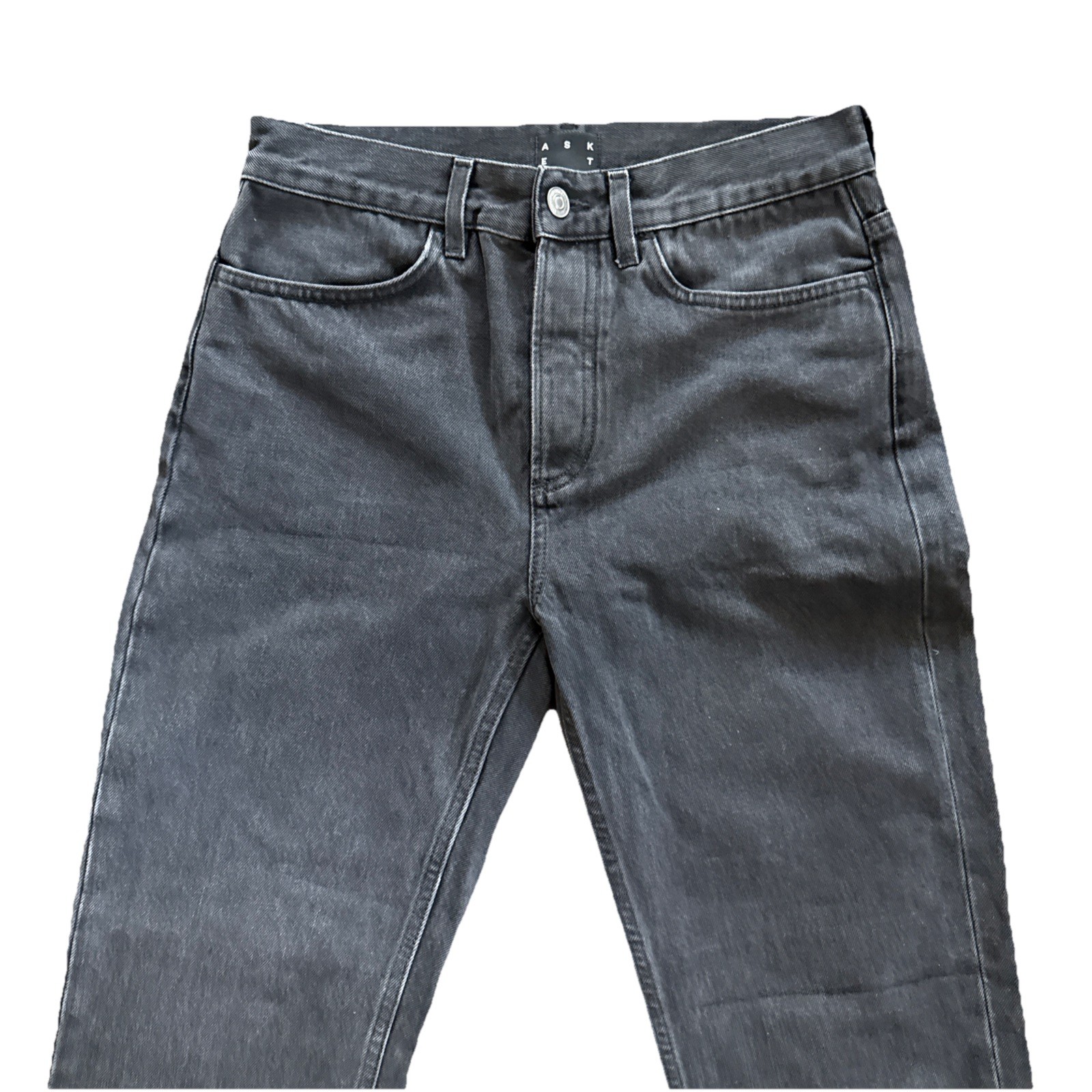 ASKET Regular Jeans Men 29×30 Black Gray Organic Cotton Straight Leg Denim Italy