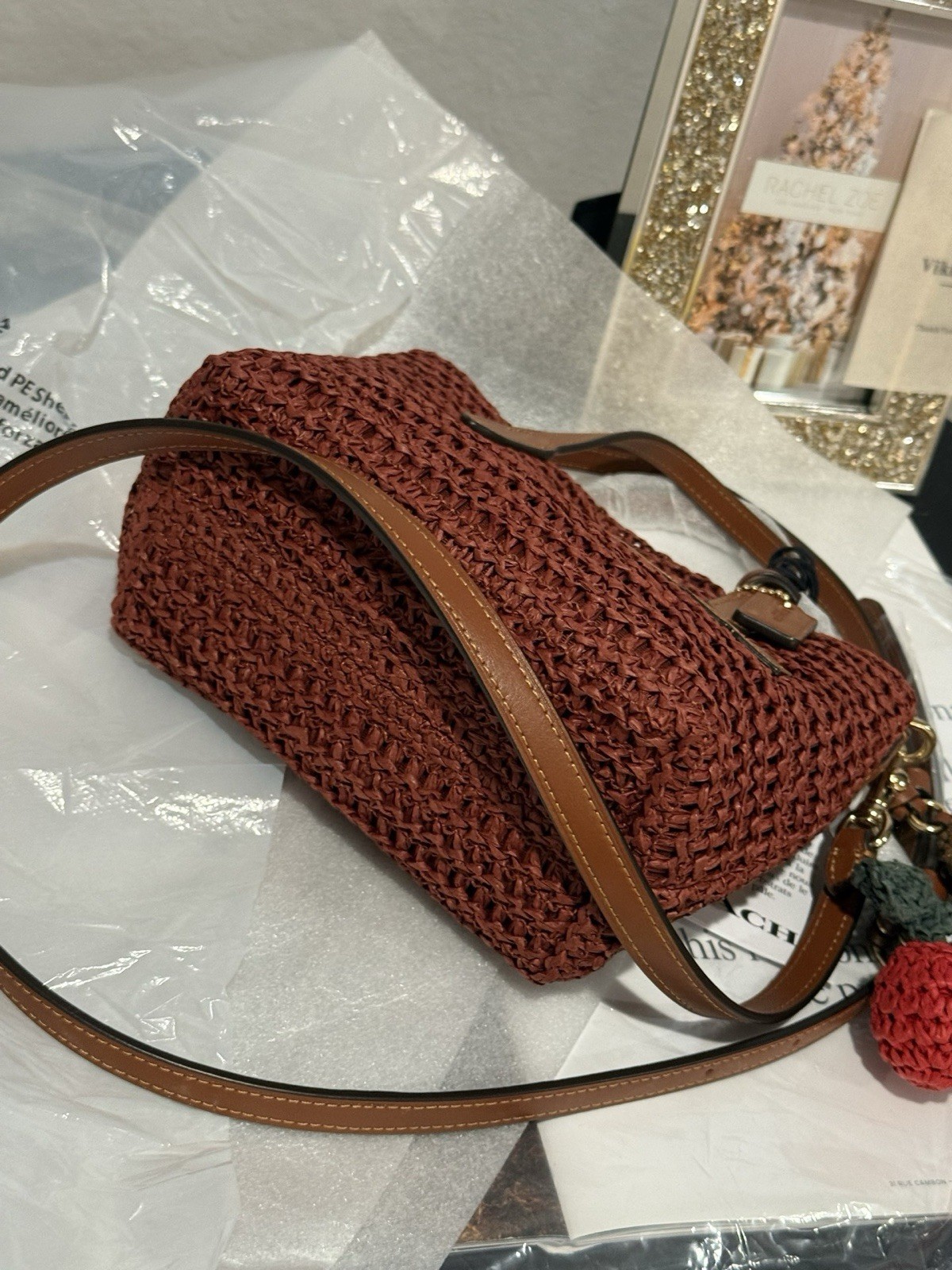 coach City Mini Tote Bag With cherry and bear Charms CEU30 NWT