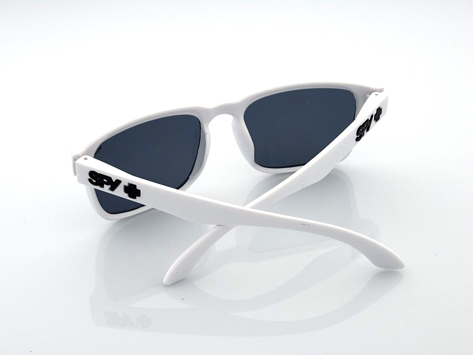 NEW Spy+Optic Helm Sunglasses Matte White Dark Smoke Tint Lens Black Logo