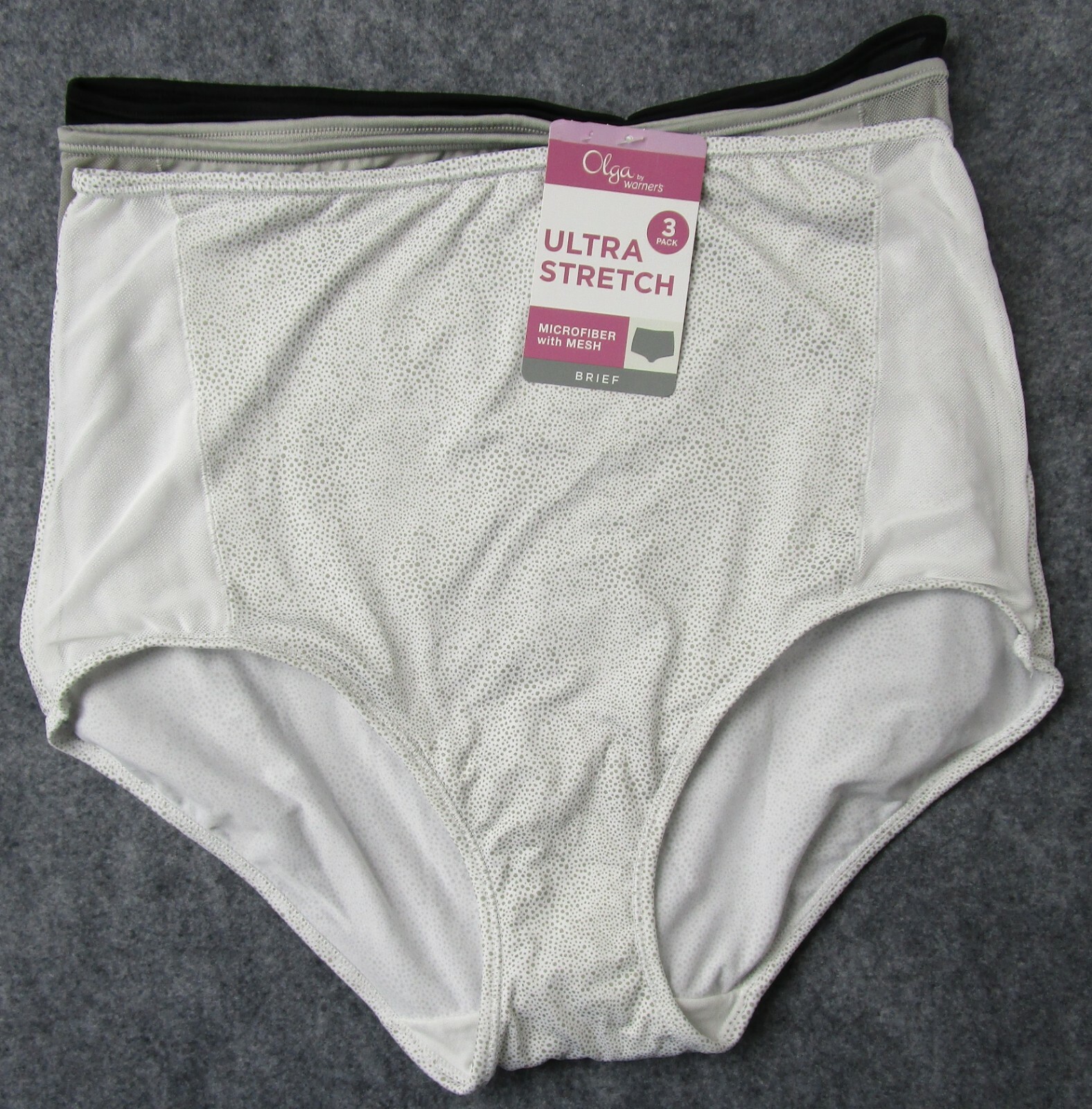 Olga Ultra Stretch Microfiber W/Mesh Pantie 3 Pack Style GS1603P Size 2XL/9 NWT