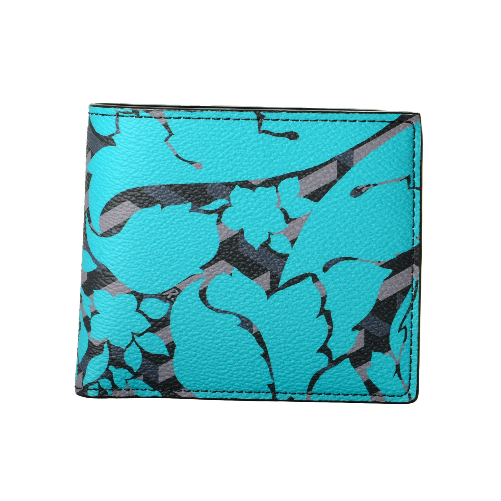 Versace Unisex Multi-Color 100% Textured Leather Floral Print Bifold Wallet