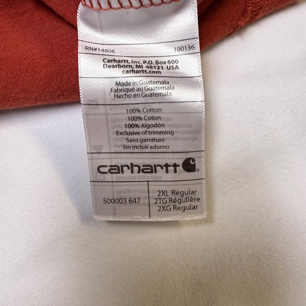 Carhartt Men’s Original Fit Pocket T-Shirt 2XL Burnt Orange EUC