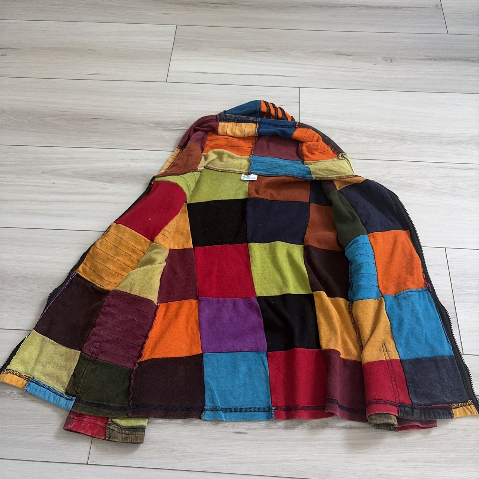 Multicolored Patchwork India Boutique zip up hoodie