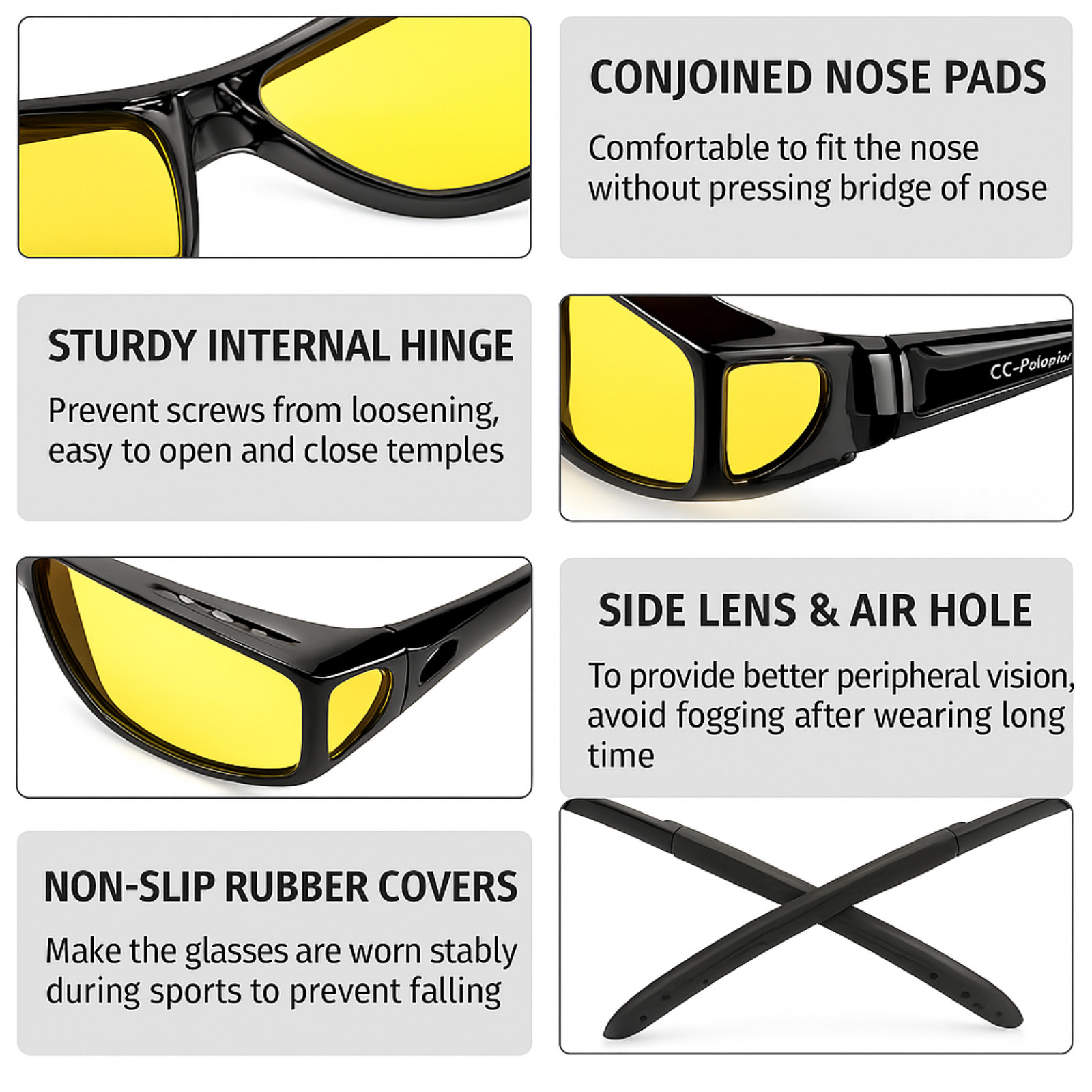 Polarized Night Driving Glasses Anti Glare Vision Fit Over for Men Women