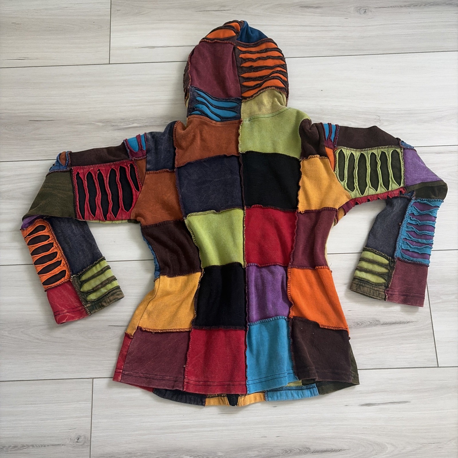 Multicolored Patchwork India Boutique zip up hoodie