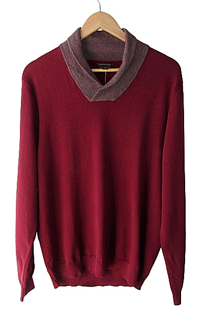 Tasso Elba Size L 100% Supima Cotton Collared Burgundy Sweater