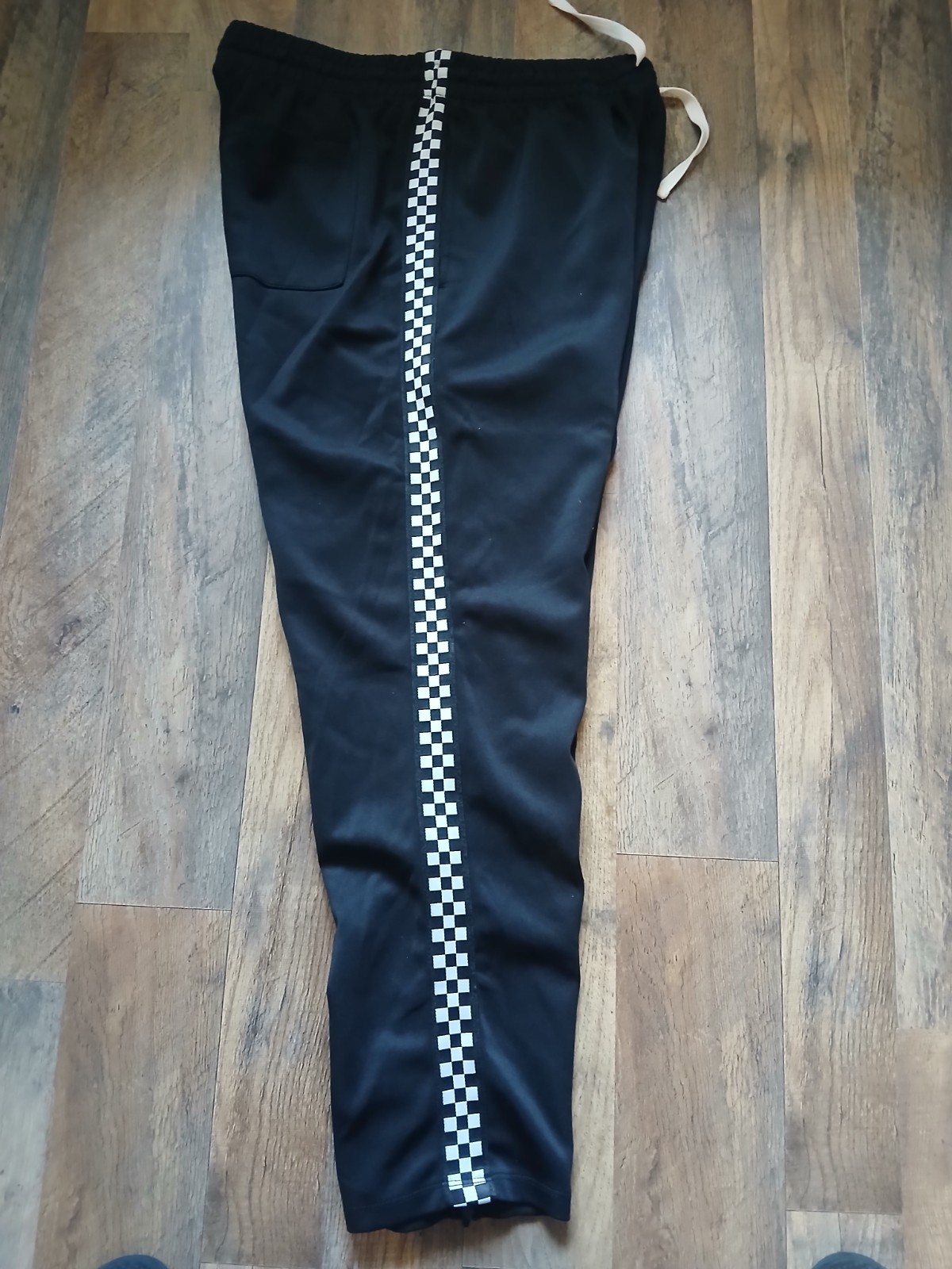 Arizona Jean Co. Men’s L Slim Black Track Pants Check Stripe Drawstring Pockets