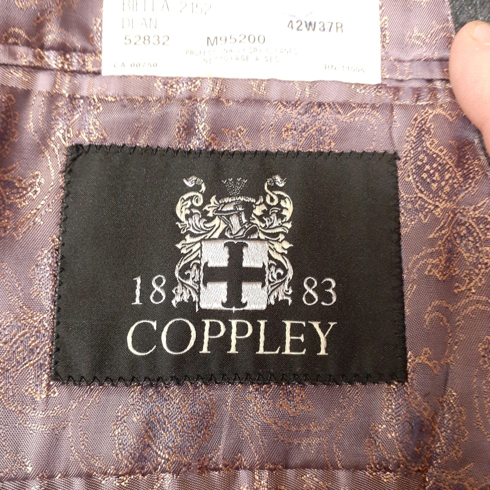 Coppley Suit 40 41 42 R 50/50 Wool Cashmere Flannel Gray Striped Dual Vents