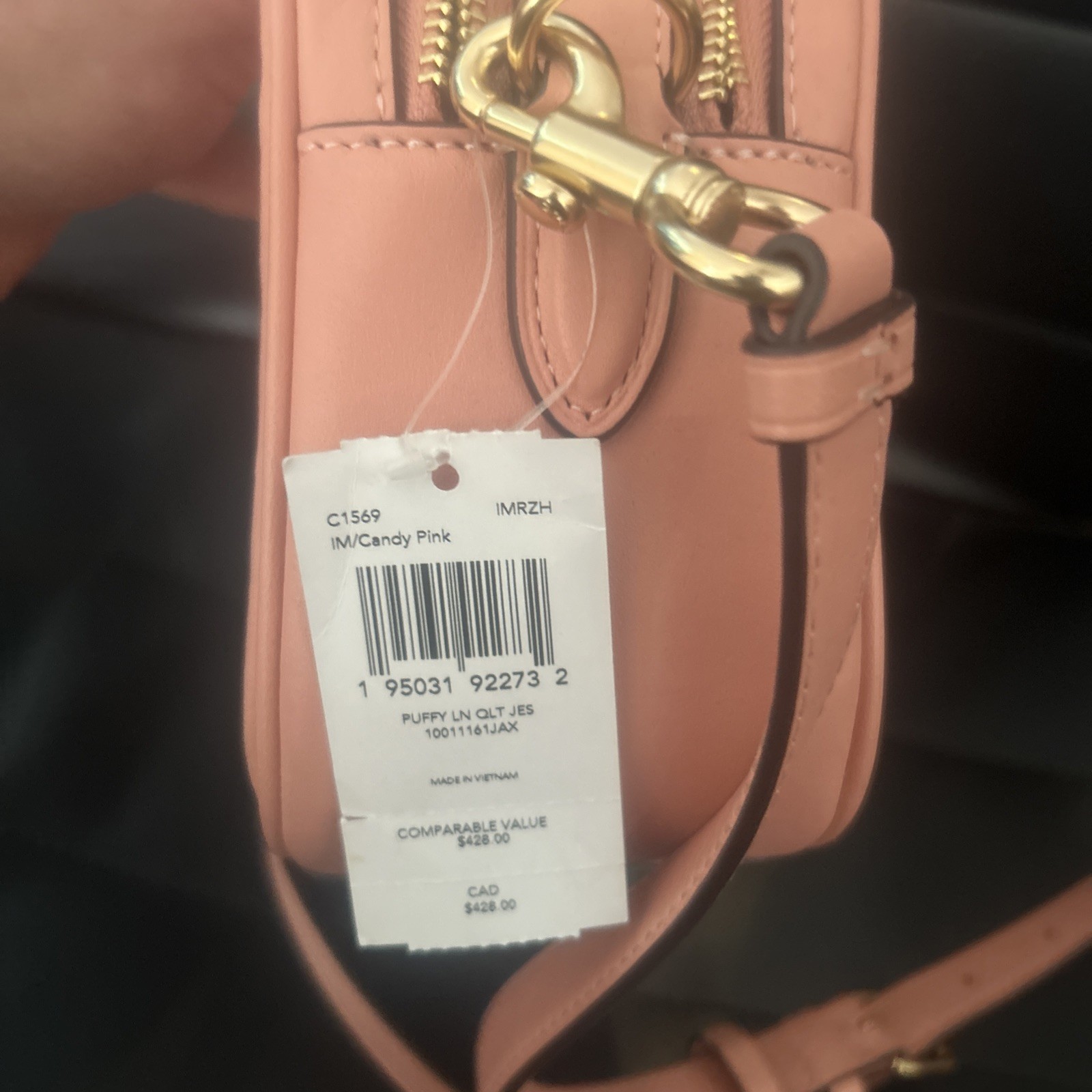 Coach Jes Crossbody Linear Quilting Leather Pink New Reg $428 Authentic