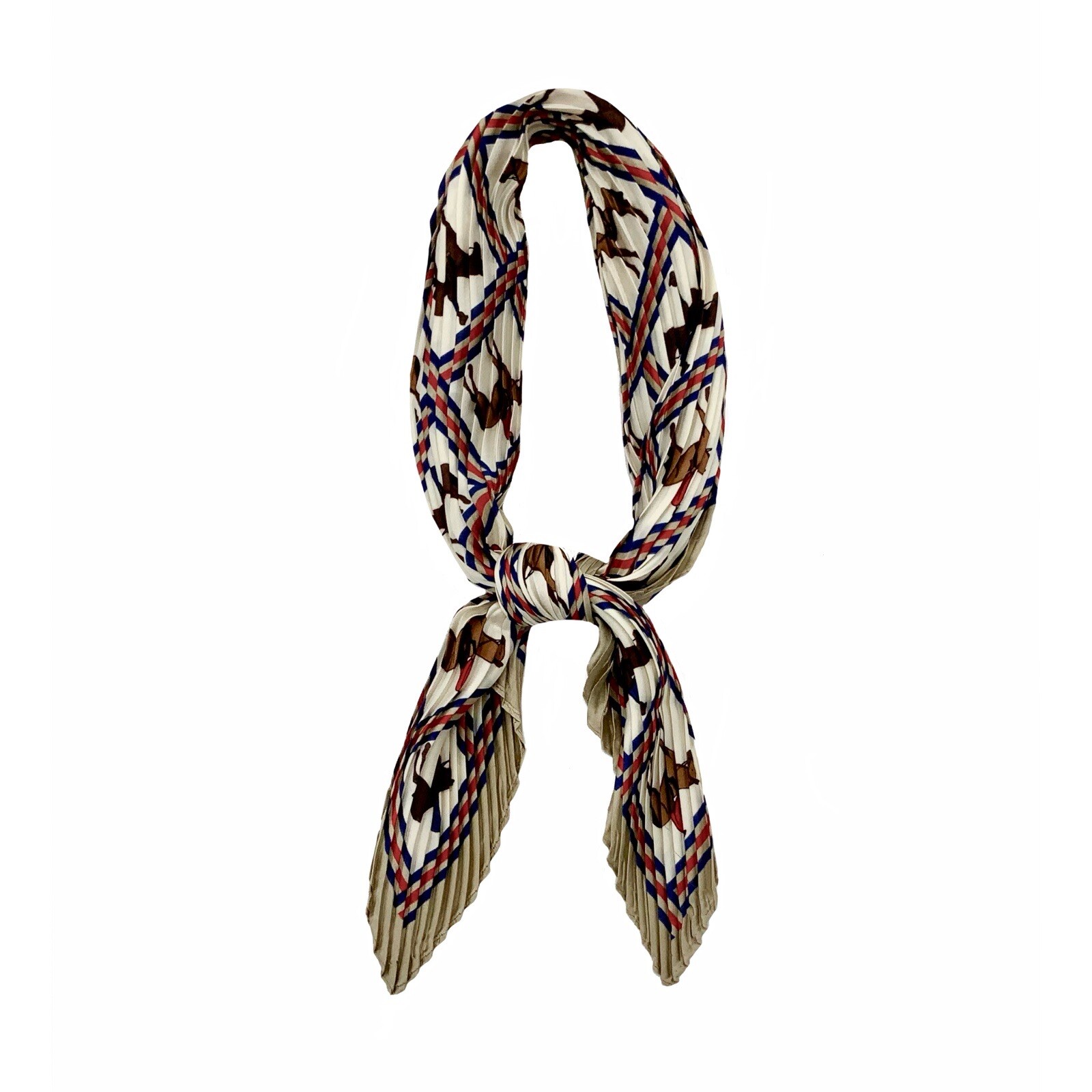 Pleated Scarf 27”X27” Horses Pattern For Any Season