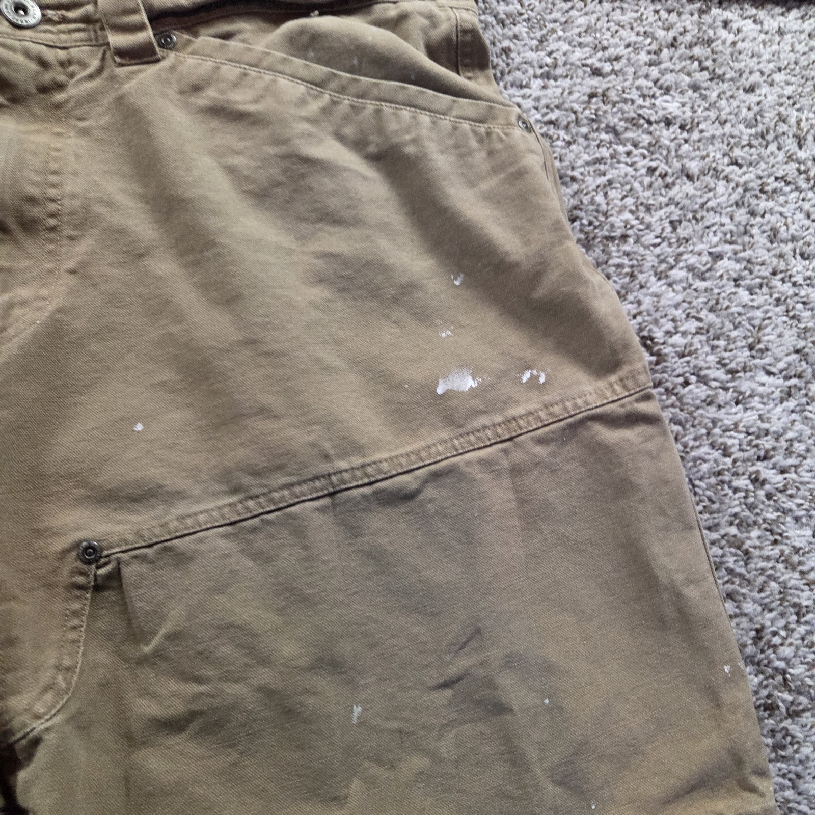 Jesse James Workwear Shorts Mens 41 Tag 42 Brown Canvas Carpenter Painting Marks